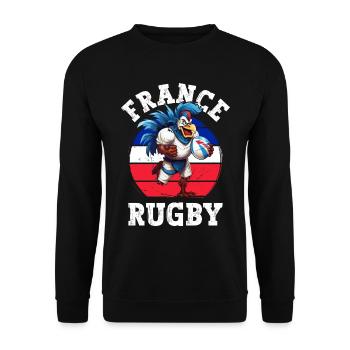 Coq Rugby Joueur de Ballon Fan - Sweat-shirt Unisexe - noir - Devant - Alina (178cm) & Michal (187cm)
