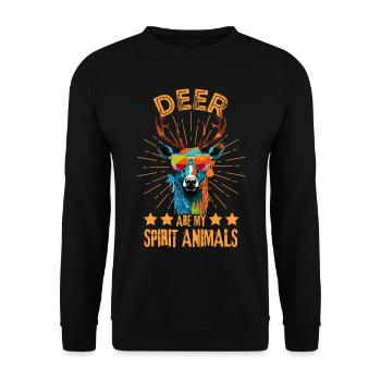 Deer with sunglasses - Unisex Sweatshirt - black - Front - Alina (178cm) & Michal (187cm)