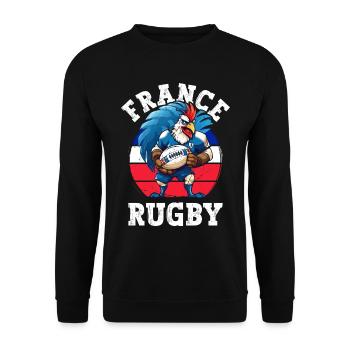 Coq Rugby Joueur de Ballon Fan - Sweat-shirt Unisexe - noir - Devant - Alina (178cm) & Michal (187cm)