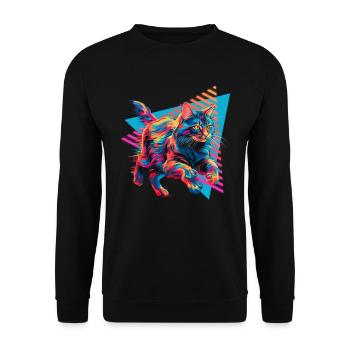 Maine Coon 80s Style - Unisex Sweatshirt - black - Front - Alina (178cm) & Michal (187cm)