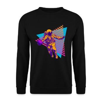 Basketball Astronaute 80s 90s - Sweat-shirt Unisexe - noir - Devant - Alina (178cm) & Michal (187cm)