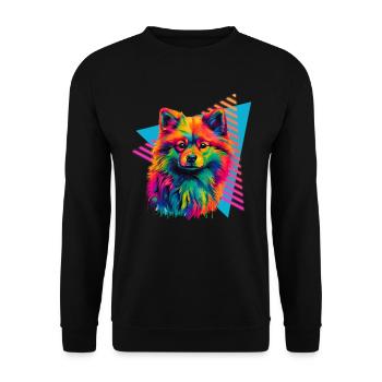 Miniature Spitz 80s Style - Unisex Sweatshirt - black - Front - Alina (178cm) & Michal (187cm)
