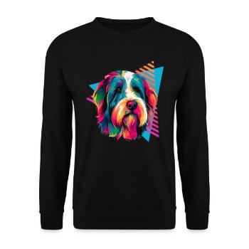 Bearded Collie 80s Style - Unisex Sweatshirt - black - Front - Alina (178cm) & Michal (187cm)