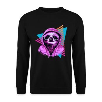 Sloth with sunglasses 80s style - Unisex Sweatshirt - black - Front - Alina (178cm) & Michal (187cm)