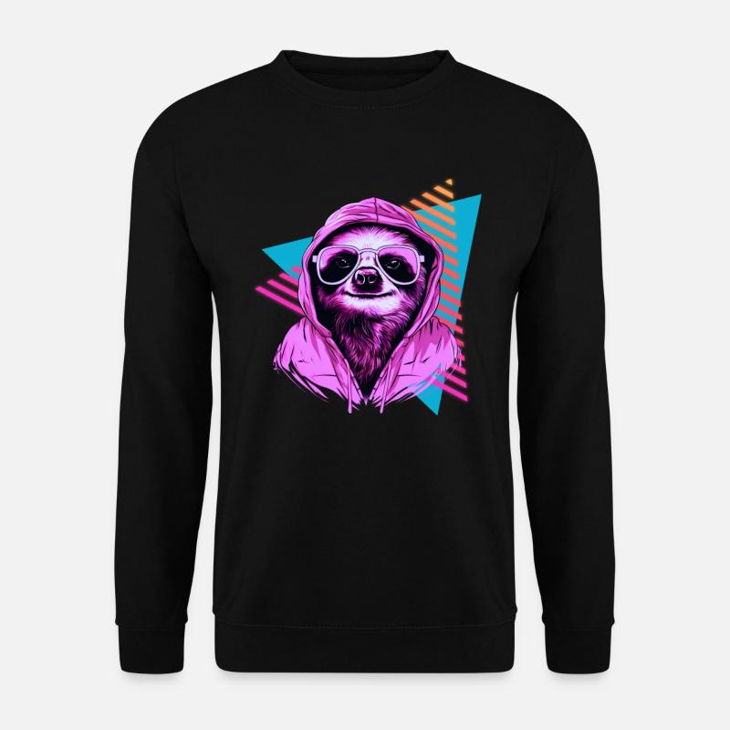 Sloth with sunglasses 80s style - Unisex Sweatshirt - black