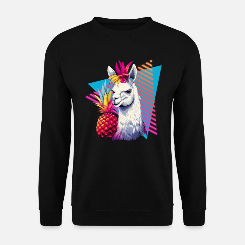Llama with pineapple 80s style - Unisex Sweatshirt - black