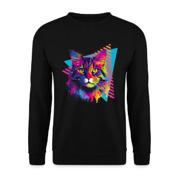 Maine Coon 80s Style - Unisex Sweatshirt - black - Front - Alina (178cm) & Michal (187cm)