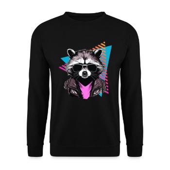 Raccoon with sunglasses 80s style - Unisex Sweatshirt - black - Front - Alina (178cm) & Michal (187cm)