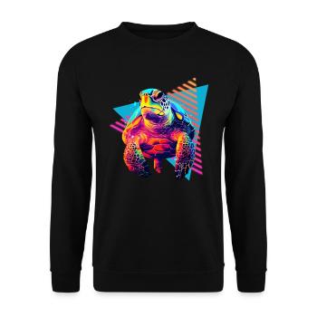 Sea turtle 80s style - Unisex Sweatshirt - black - Front - Alina (178cm) & Michal (187cm)