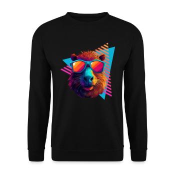 Capybara with sunglasses 80s style - Unisex Sweatshirt - black - Front - Alina (178cm) & Michal (187cm)