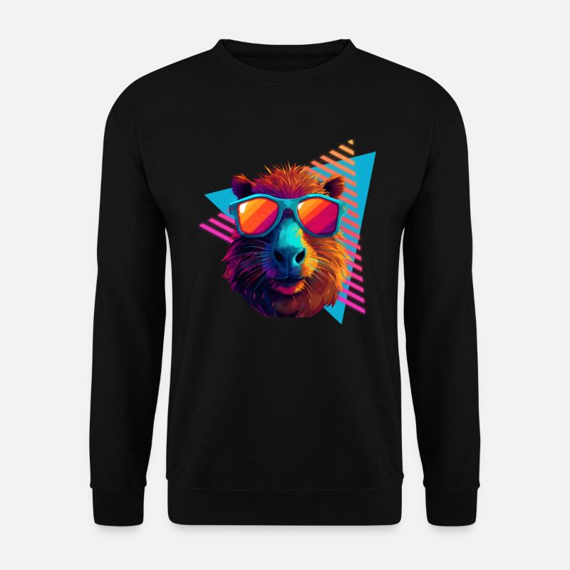 Capybara with sunglasses 80s style - Unisex Sweatshirt - black