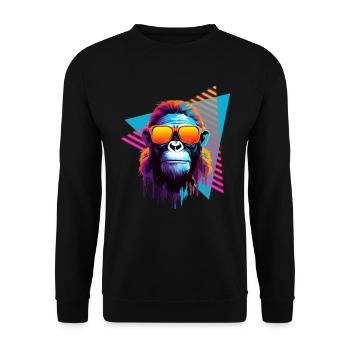 Chimpanzee with sunglasses 80s style - Unisex Sweatshirt - black - Front - Alina (178cm) & Michal (187cm)