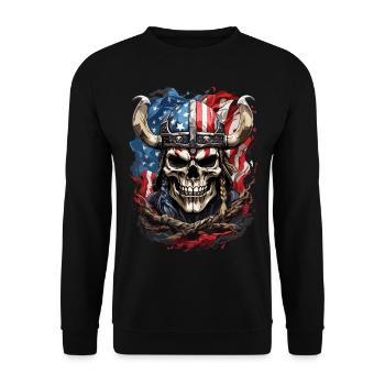 US-Wikinger-Krieger - Unisex Pullover - Schwarz - Vorne - Alina (178cm) & Michal (187cm)