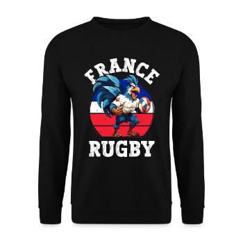 Coq Ballon Rugby Joueur Fan - Sweat-shirt Unisexe - noir - Devant - Alina (178cm) & Michal (187cm)