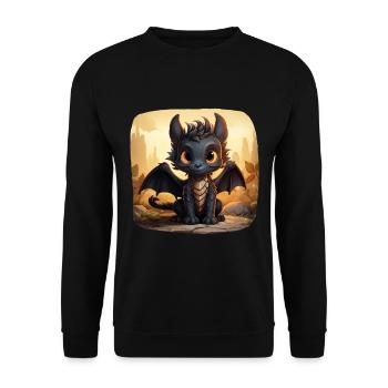 Jack der süße schwarzer Drache - Unisex Pullover - Schwarz - Vorne - Alina (178cm) & Michal (187cm)