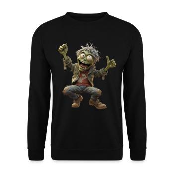 Marvin the green cheerful zombie - Unisex Sweatshirt - black - Front - Alina (178cm) & Michal (187cm)