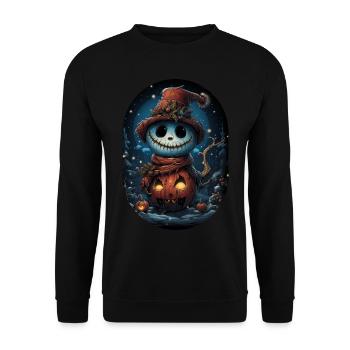 James the Friendly Halloween Snowman - Unisex Sweatshirt - black - Front - Alina (178cm) & Michal (187cm)