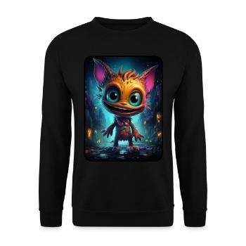 Punchy die süße Monster Lady - Unisex Pullover - Schwarz - Vorne - Alina (178cm) & Michal (187cm)