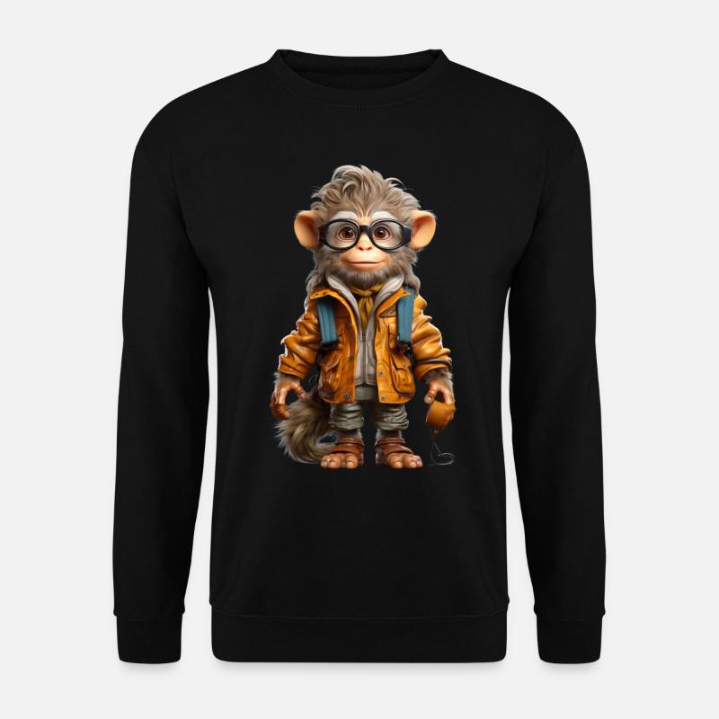 Udo der Entdecker Affe - Unisex Pullover - Schwarz