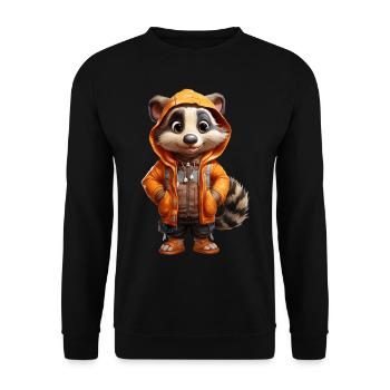 Florian der Dachs - Unisex Pullover - Schwarz - Vorne - Alina (178cm) & Michal (187cm)