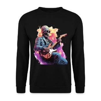 Skeleton Playing Electric Guitar - Unisex Sweatshirt - black - Front - Alina (178cm) & Michal (187cm)