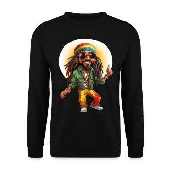 Tom the Rastafarian Reggae Style Cartoon Character. - Unisex Sweatshirt - black - Front - Alina (178cm) & Michal (187cm)