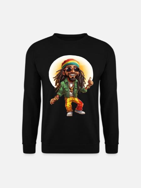 Tom le personnage de dessin animé de style reggae rastafari. - Sweat-shirt Unisexe - noir