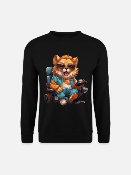 Patrick der wilde gut gelaunte Löwe im Rollstuhl. - Unisex Pullover - Schwarz