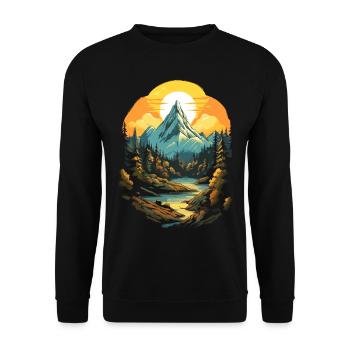 Mountains at sunset - Unisex Sweatshirt - black - Front - Alina (178cm) & Michal (187cm)