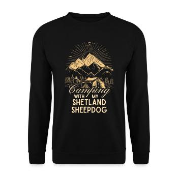 Shetland Sheepdog Camping - Unisex Pullover - Schwarz - Vorne - Alina (178cm) & Michal (187cm)