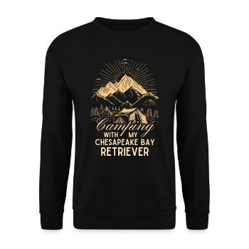 Chesapeake Bay Retriever Camping Zelten Wandern - Unisex Pullover - Schwarz - Vorne - Alina (178cm) & Michal (187cm)