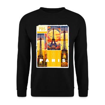 Paris, Eiffel Tower, France, City, Skyline, Art - Unisex Sweatshirt - black - Front - Alina (178cm) & Michal (187cm)