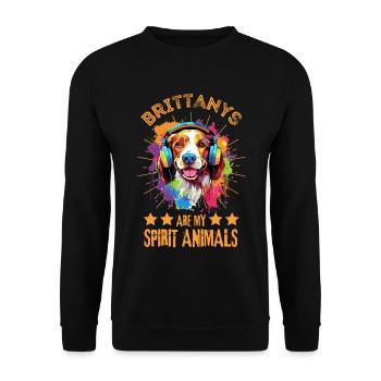 Chien breton coloré avec écouteurs - Sweat-shirt Unisexe - noir - Devant - Alina (178cm) & Michal (187cm)