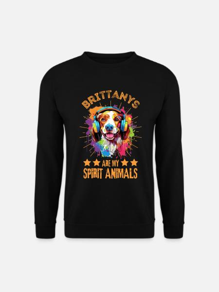 Bunter Brittany Hund mit Kopfhörer - Unisex Pullover - Schwarz