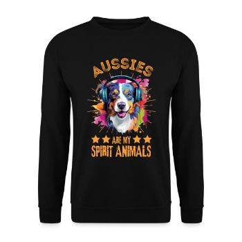 Berger australien coloré avec des écouteurs - Sweat-shirt Unisexe - noir - Devant - Alina (178cm) & Michal (187cm)