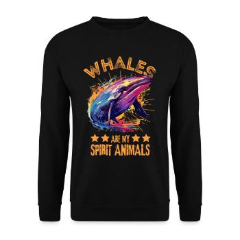 Colorful whale paint blobs paint splashes - Unisex Sweatshirt - black - Front - Alina (178cm) & Michal (187cm)