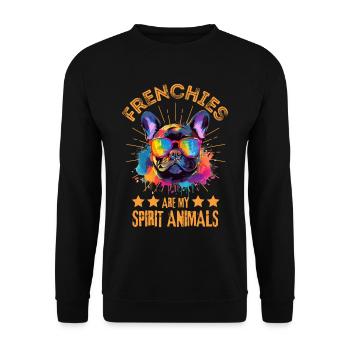 Lunettes de soleil bouledogue français colorées - Sweat-shirt Unisexe - noir - Devant - Alina (178cm) & Michal (187cm)