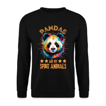 Bunter Panda Farbkleckse Farbspritzer - Unisex Pullover - Schwarz - Vorne - Alina (178cm) & Michal (187cm)