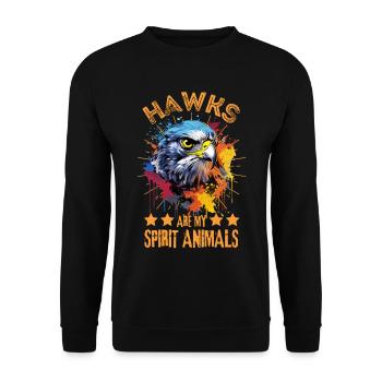 Bunter Falke Farbkleckse Farbspritzer - Unisex Pullover - Schwarz - Vorne - Alina (178cm) & Michal (187cm)