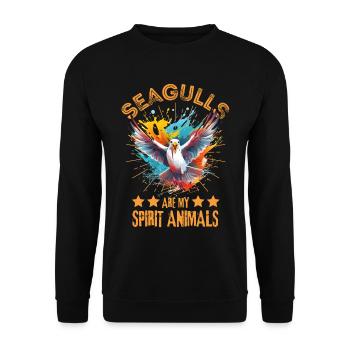 Colorful seagull paint blobs paint splashes - Unisex Sweatshirt - black - Front - Alina (178cm) & Michal (187cm)