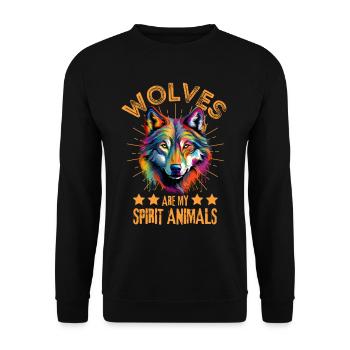 Colorful wolf paint splash blobs of paint - Unisex Sweatshirt - black - Front - Alina (178cm) & Michal (187cm)