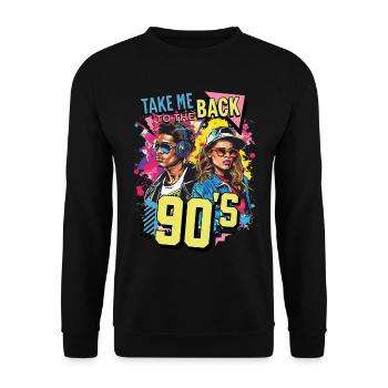 90s 90s Music Colorful Party Carnival Costume - Unisex Sweatshirt - black - Front - Alina (178cm) & Michal (187cm)