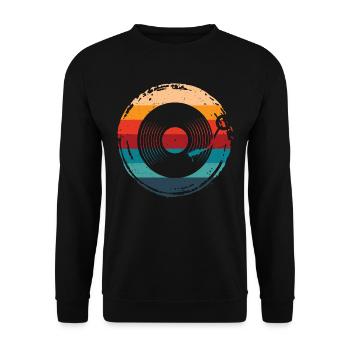 Disque Vinyle, Rétro - Sweat-shirt Unisexe - noir - Devant - Alina (178cm) & Michal (187cm)