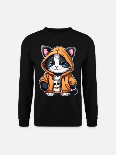 Coole Katze mit Hoodie - Unisex Pullover - Schwarz
