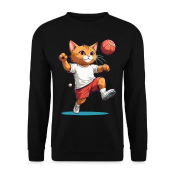 Cute Handball Cat Ball Sports Design Streetwear - Unisex Sweatshirt - black - Front - Alina (178cm) & Michal (187cm)