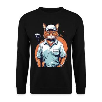 Golf Cat Handball Player Streetwear Design - Sweat-shirt Unisexe - noir - Devant - Alina (178cm) & Michal (187cm)
