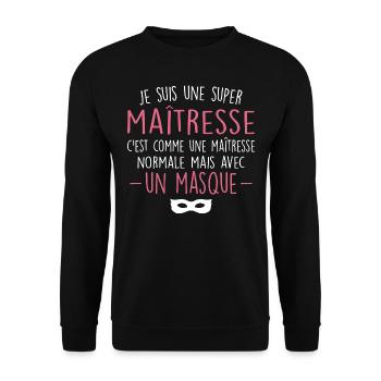 Une super maîtresse - Maîtresse Formidable - Sweat-shirt Unisexe - noir - Devant - Alina (178cm) & Michal (187cm)