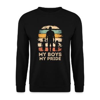 Father's Day father with two sons retro vintage - Unisex Sweatshirt - black - Front - Alina (178cm) & Michal (187cm)