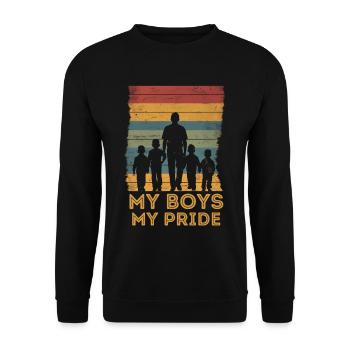 Vatertag Vater mit vier Söhnen retro vintage - Unisex Pullover - Schwarz - Vorne - Alina (178cm) & Michal (187cm)