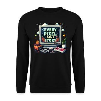 Chaque pixel raconte une histoire - Retro Gaming - Sweat-shirt Unisexe - noir - Devant - Alina (178cm) & Michal (187cm)